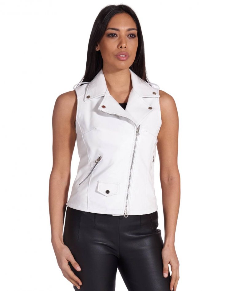 Check Leather Sleeveless Jacket - Ready-to-Wear 1AAY9J