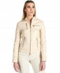 Giacca biker in pelle crema nappa effetto liscio