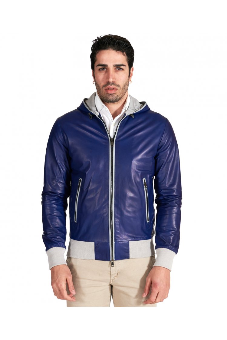 Blue electric hooded nappa...