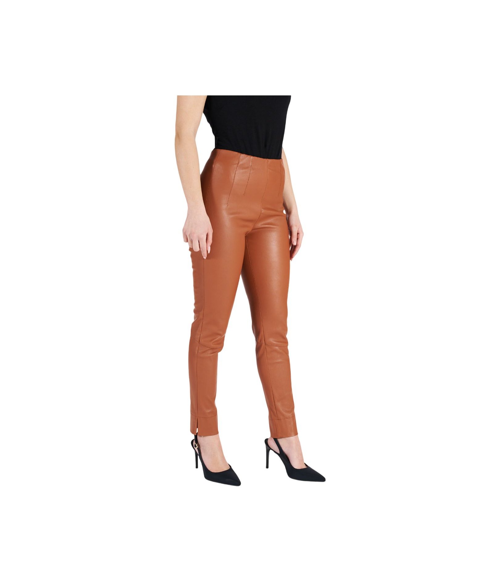 Shiny leather leggings tan leather leggings real leather Leggings