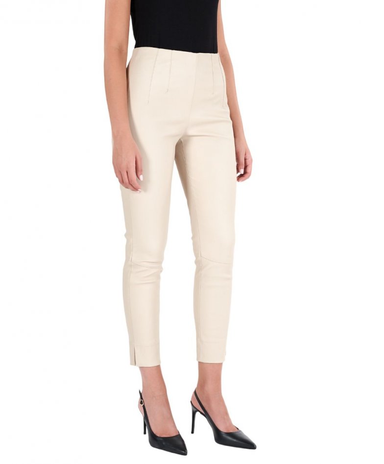 Women's beige matte eco-leather leggings - Pants beige | WOMAN \ Gift guide  WOMAN \ CLOTHING \ PANTS \ Leggings / Treggings Gift ideas |