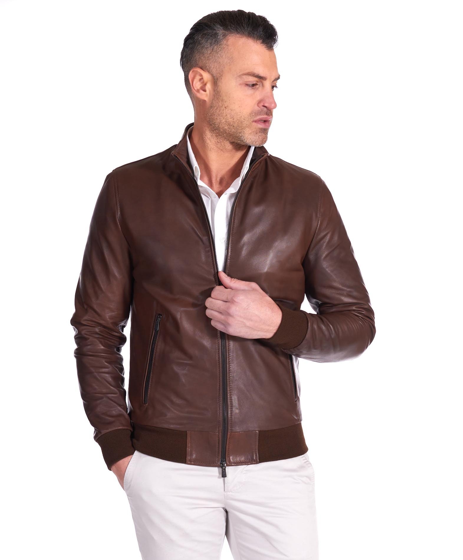 Men's leather bomber vintage leather bomber jacket    D'Arienzo