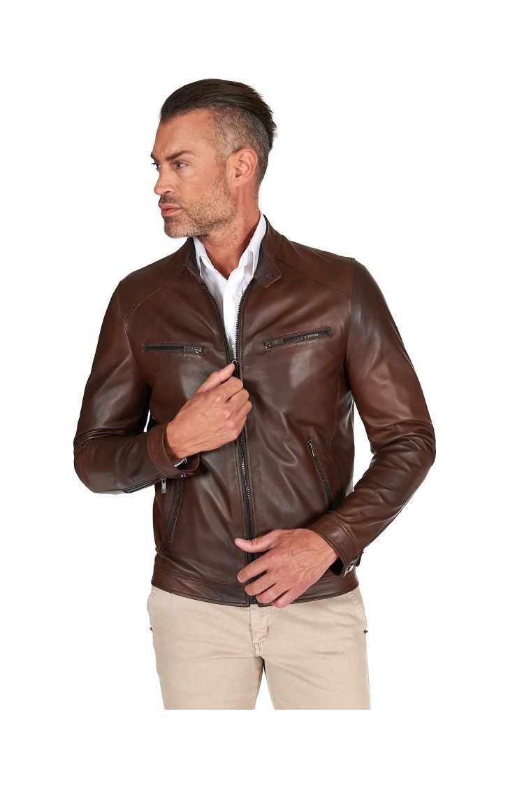 Brown natural lamb leather...