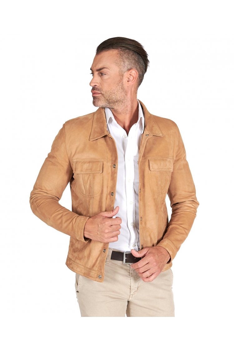 Beige unlined suede leather...