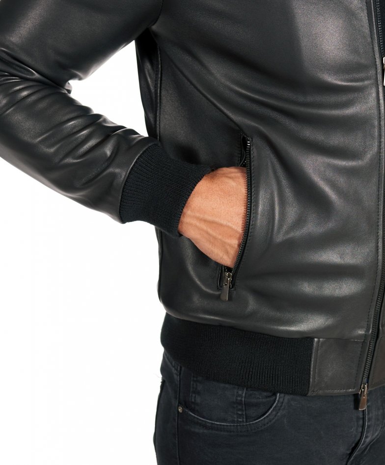 Black nappa lamb leather bomber...