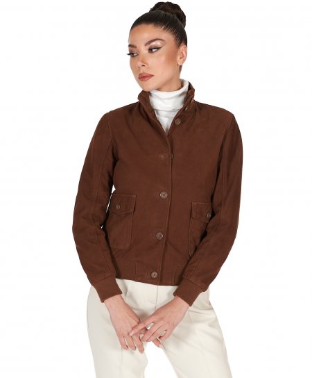 Brown suede leather bomber...
