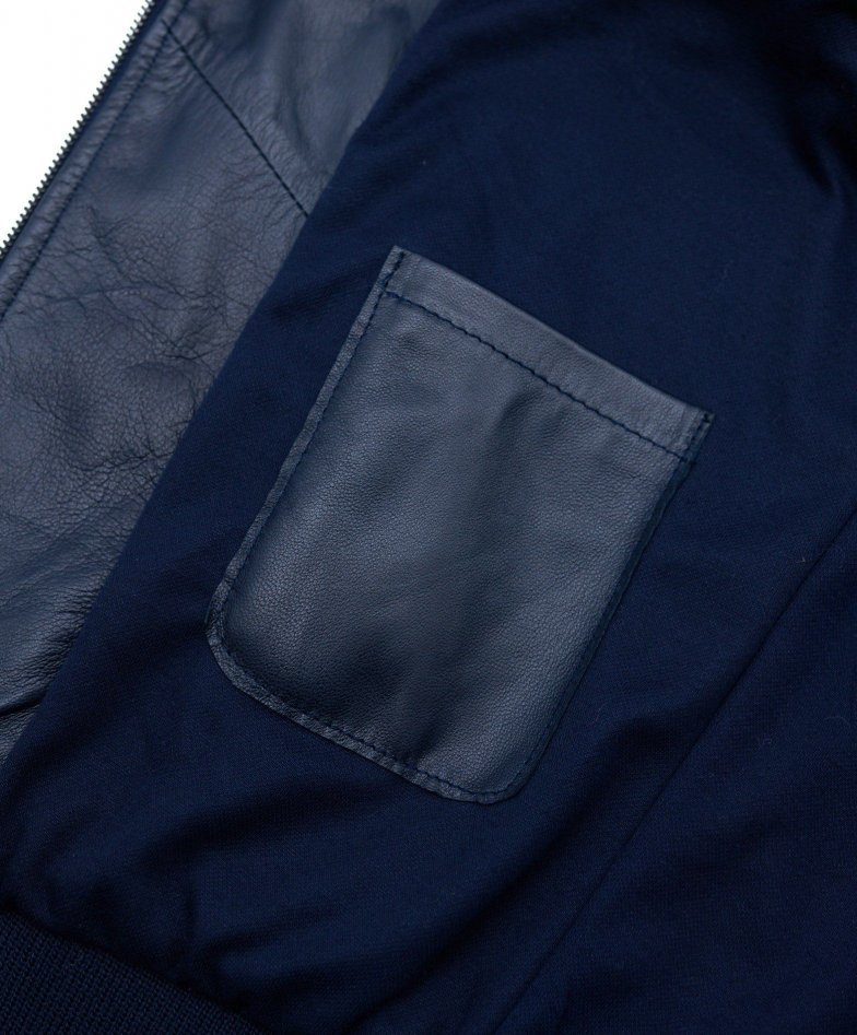 Blue nappa lamb leather bomber jacket...