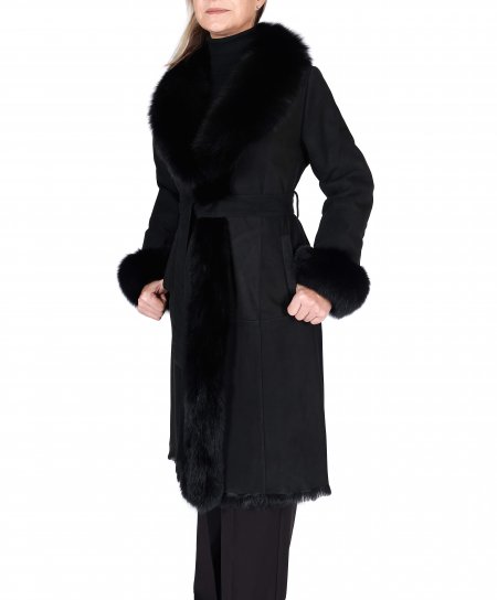 Black lamb shearling coat...
