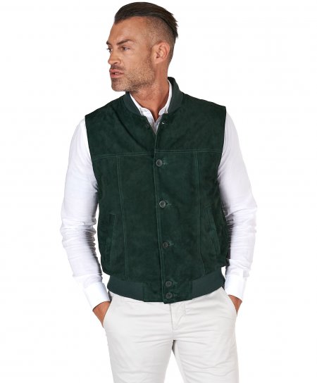 Green suede leather vest...