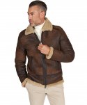 Montone Shearling testa di moro uomo collo camicia con fibbia