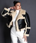 Chiodo corto in Montone Shearling nero versione oversize 