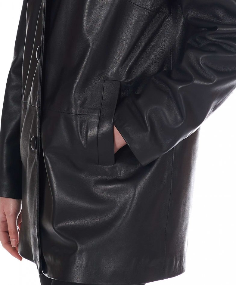 Black leather jacket single-breasted black jacket Wag | D'Arienzo