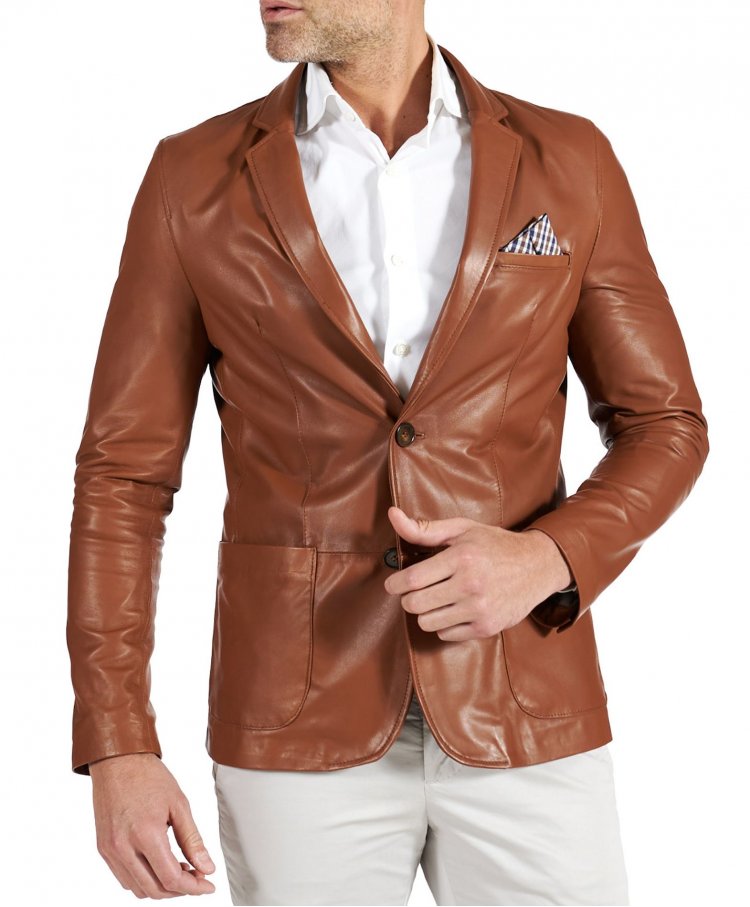 Tan natural leather blazer...