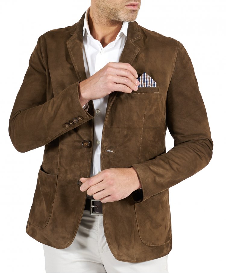 Taupe suede leather blazer...