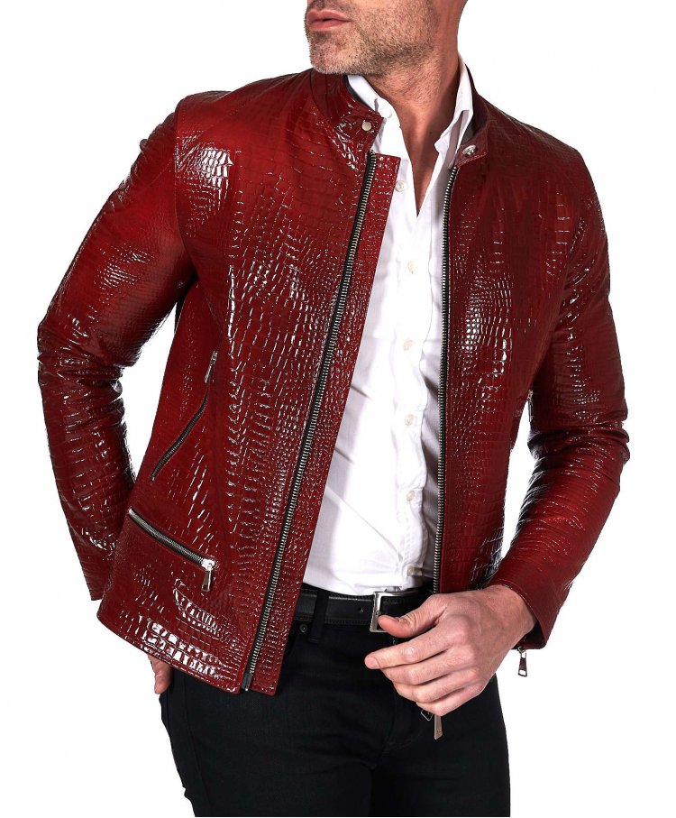 Red patent leather jacket...