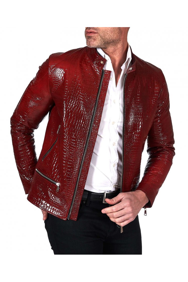 Red patent leather jacket...