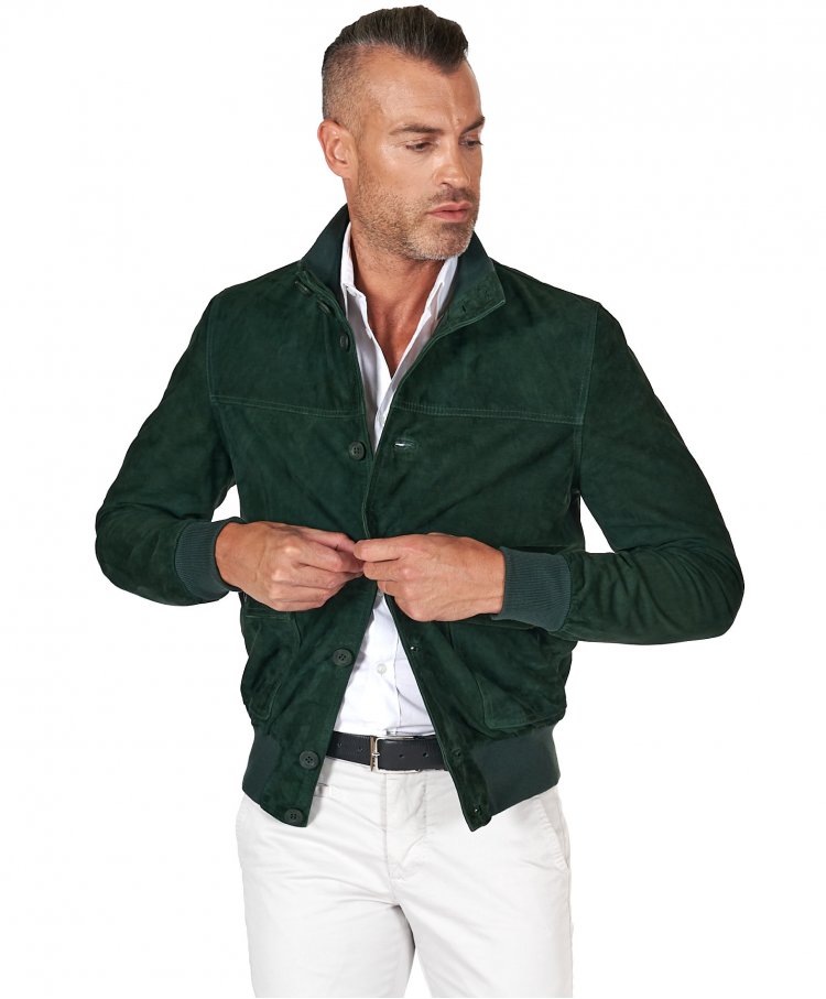 Green suede lamb leather...