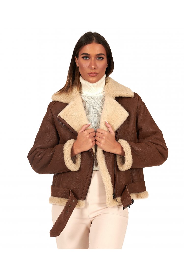 Tan vintage shearling...