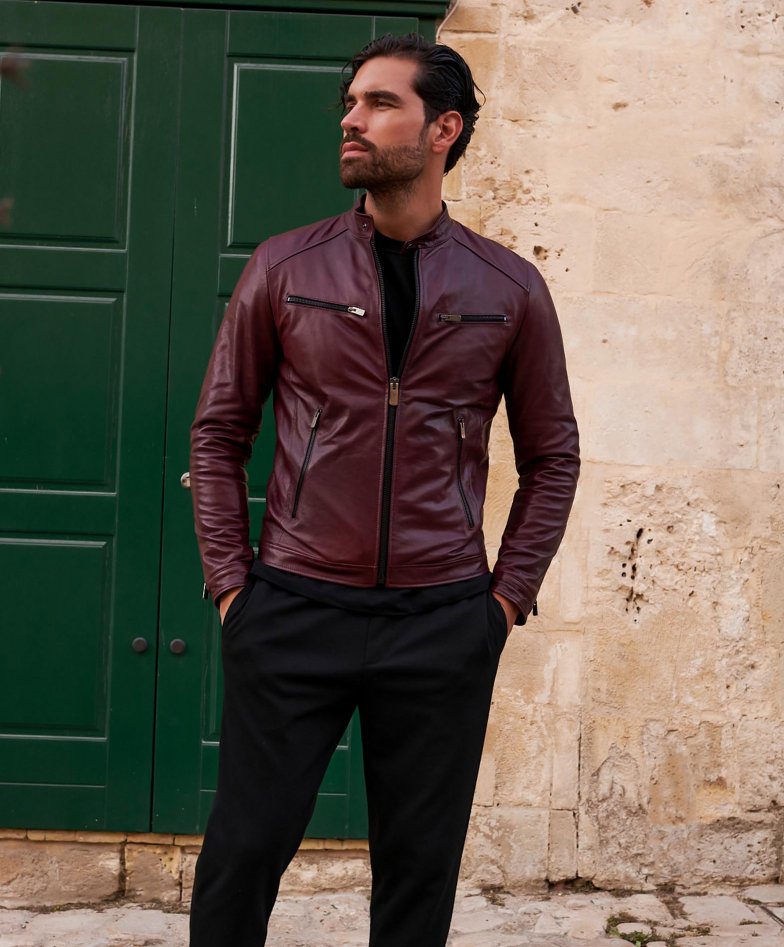 Bordeaux vegetable leather jacket...