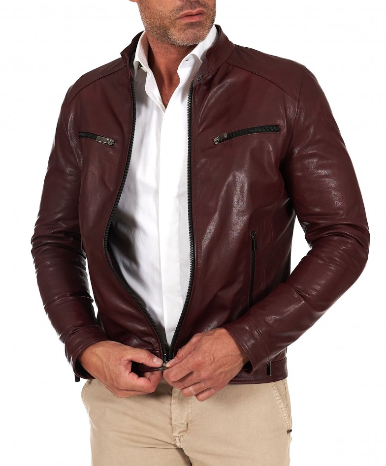 Bordeaux vegetable leather jacket...