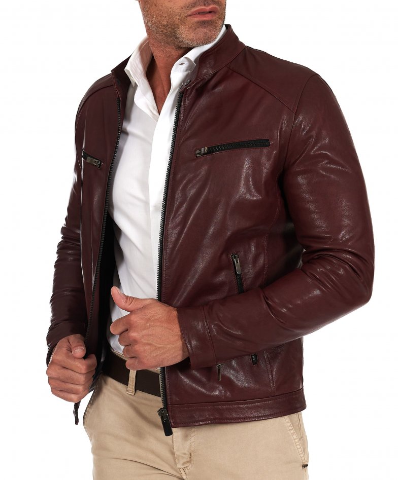 Bordeaux vegetable leather jacket...