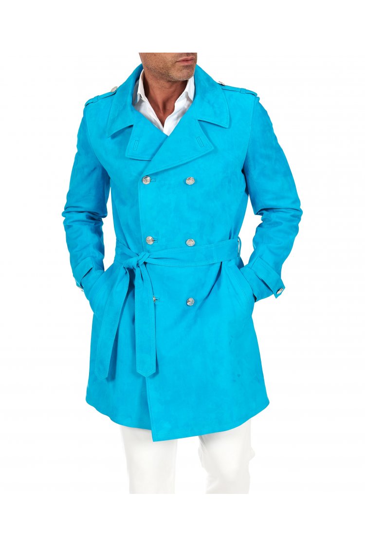 Turquoise suede leather...