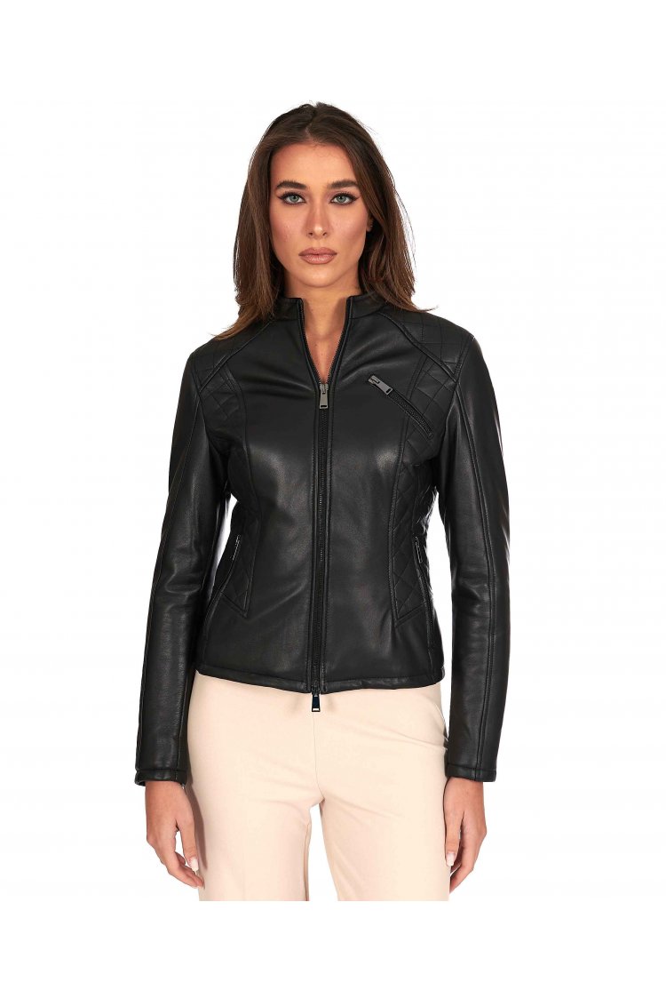 Black quilted nappa lamb...