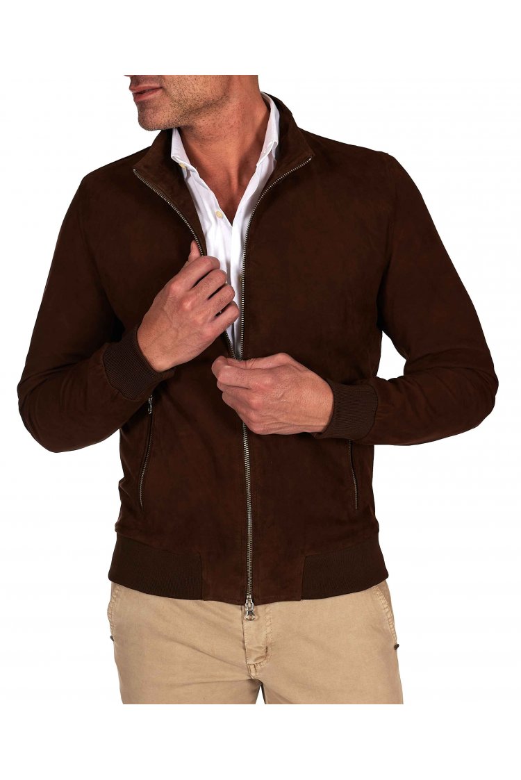 Brown suede leather bomber...