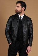 Schwarze lederjacke taschen mit Magnetverschluss 
