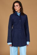 Cappottino in pelle camoscio blu sfoderato