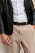 Cintura uomo in pelle di vitello nero testa di moro reversibile con fibbia girevole