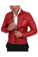 Giacca in pelle rossa nappa effetto liscio