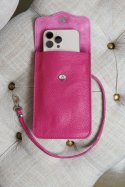 Tracollina porta cellulare in pelle fuxia morbida