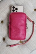 Tracollina Portacellulare in pelle fuxia morbida