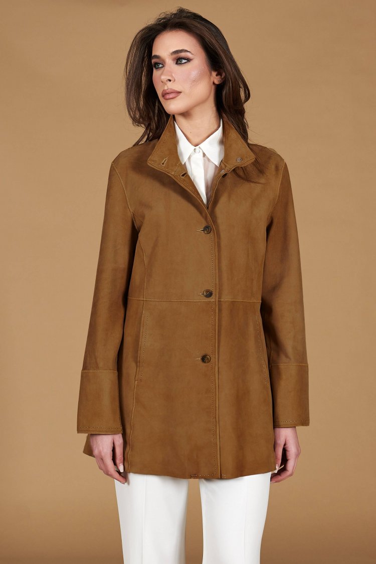 Tan suede unlined leather...
