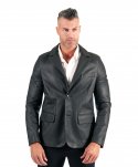 Blazer in pelle nera due bottoni