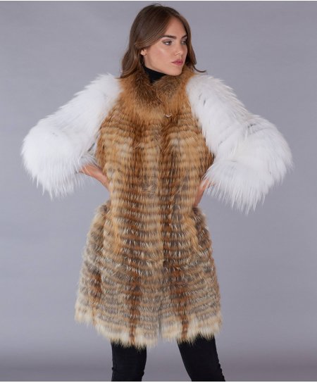 Fillet fox fur coat ring collar • natural white colour