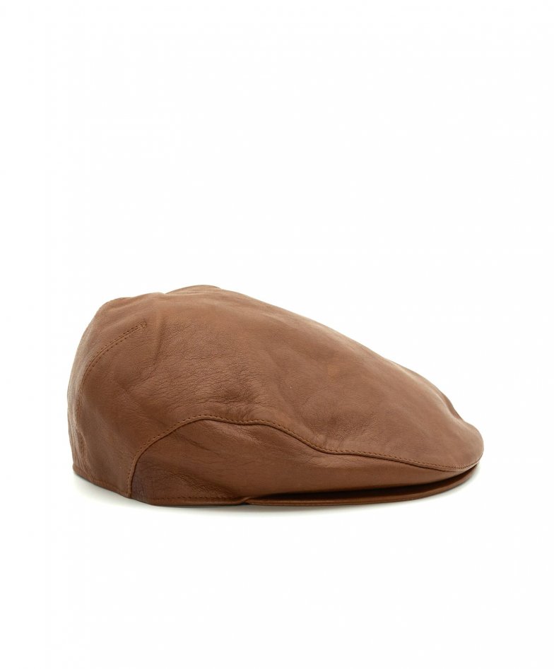 Men\'s leather flatcap visor beret vintage leather beret brown Palermo |  D\'Arienzo