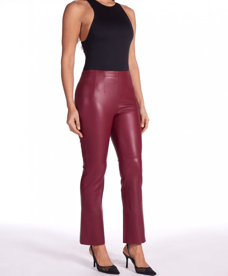 Leather trousers bordeaux leather pants leather flare pants Corinne
