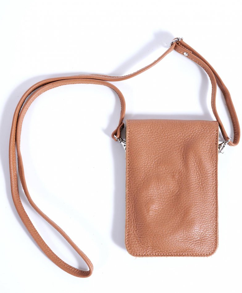 Italian leather cellphone bag leather pursue tan Noah