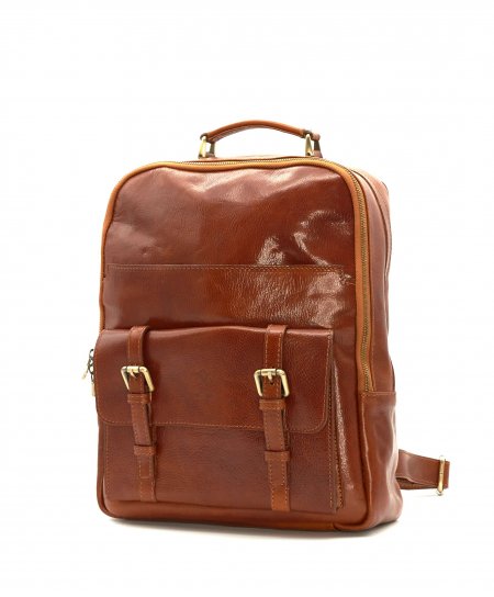Tan calf leather backpack and bag vintage aspect