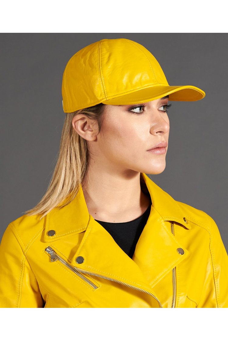 Yellow unisex leather...