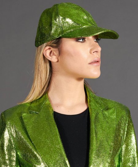 Green unisex leather baseball Cap Hat adjustable velcro strap