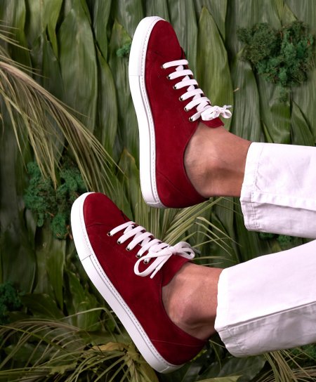 Men's red suede sneakers