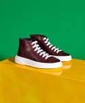 Sneakers alta in pelle bordeaux da uomo