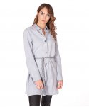 Camicia in pelle camoscio celeste con cintura