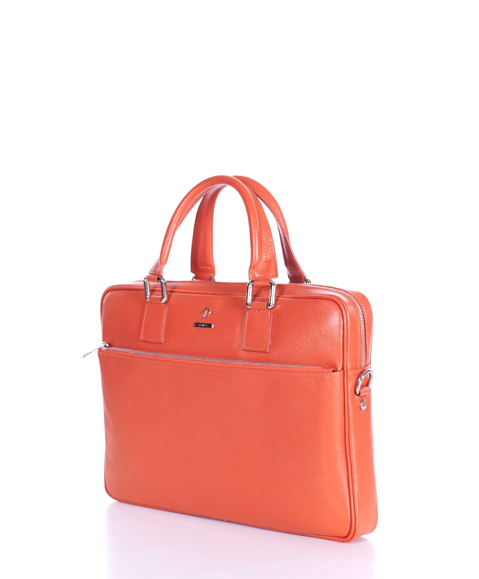Papaya Saffiano Leather Work Bag