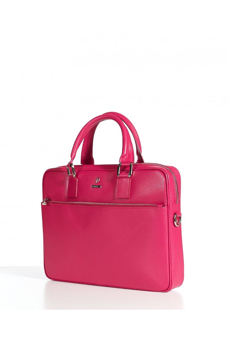 Fuchsia 24h Briefcase in Saffiano calf leather with zip pocket