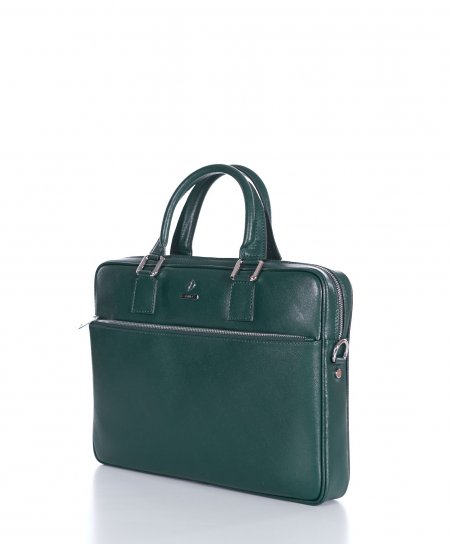 Green 24h Briefcase in Saffiano calf leather with zip pocket