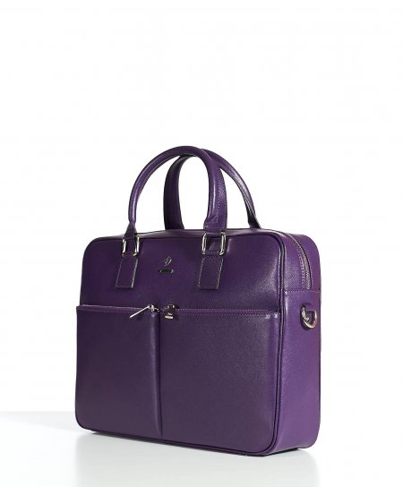Violet 24h Briefcase in Saffiano calf leather with double pocket
